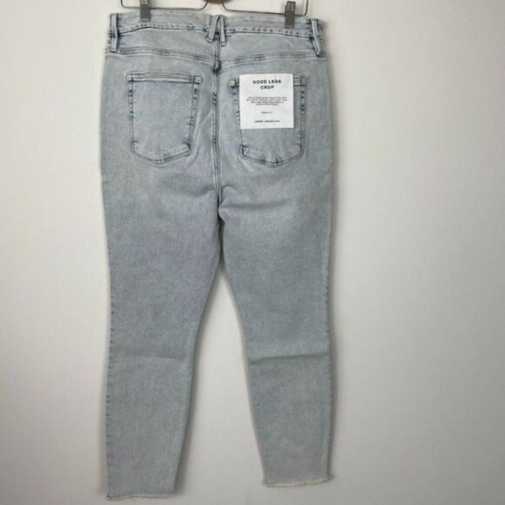 Good American Good Legs Crop Long Fray Hem High Rise Skinny Jean Light Wash 18 - Picture 3 of 11